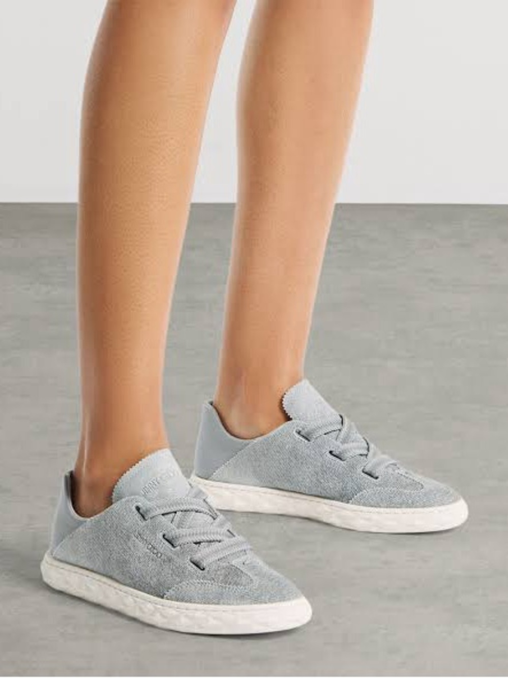 Jimmy Choo Diamond Light Flex / F Dove Grey Suede Leather Size 9 Sneakers